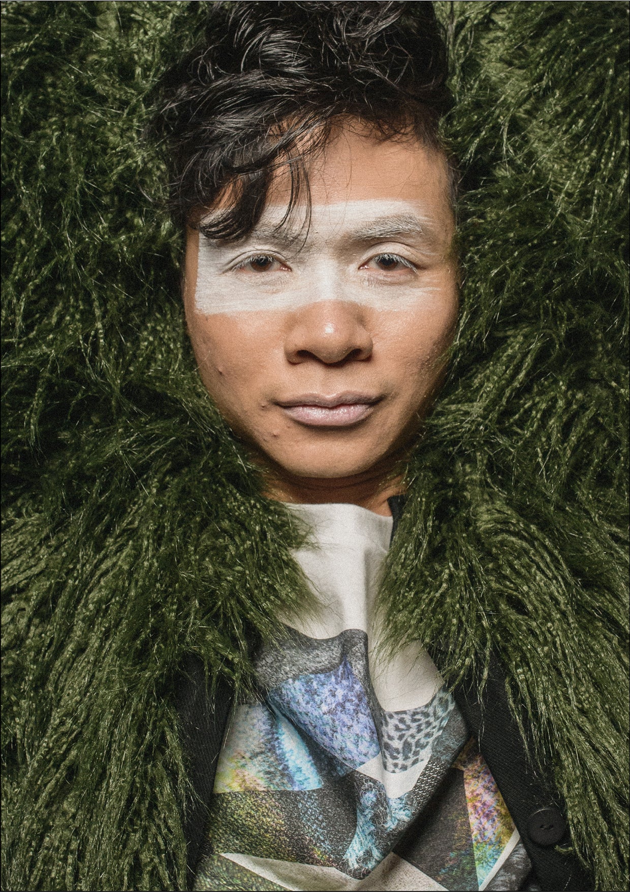 PILOT JACKET - FAUX FUR SHAGGY dark green / FUR LINING black - BERENIK