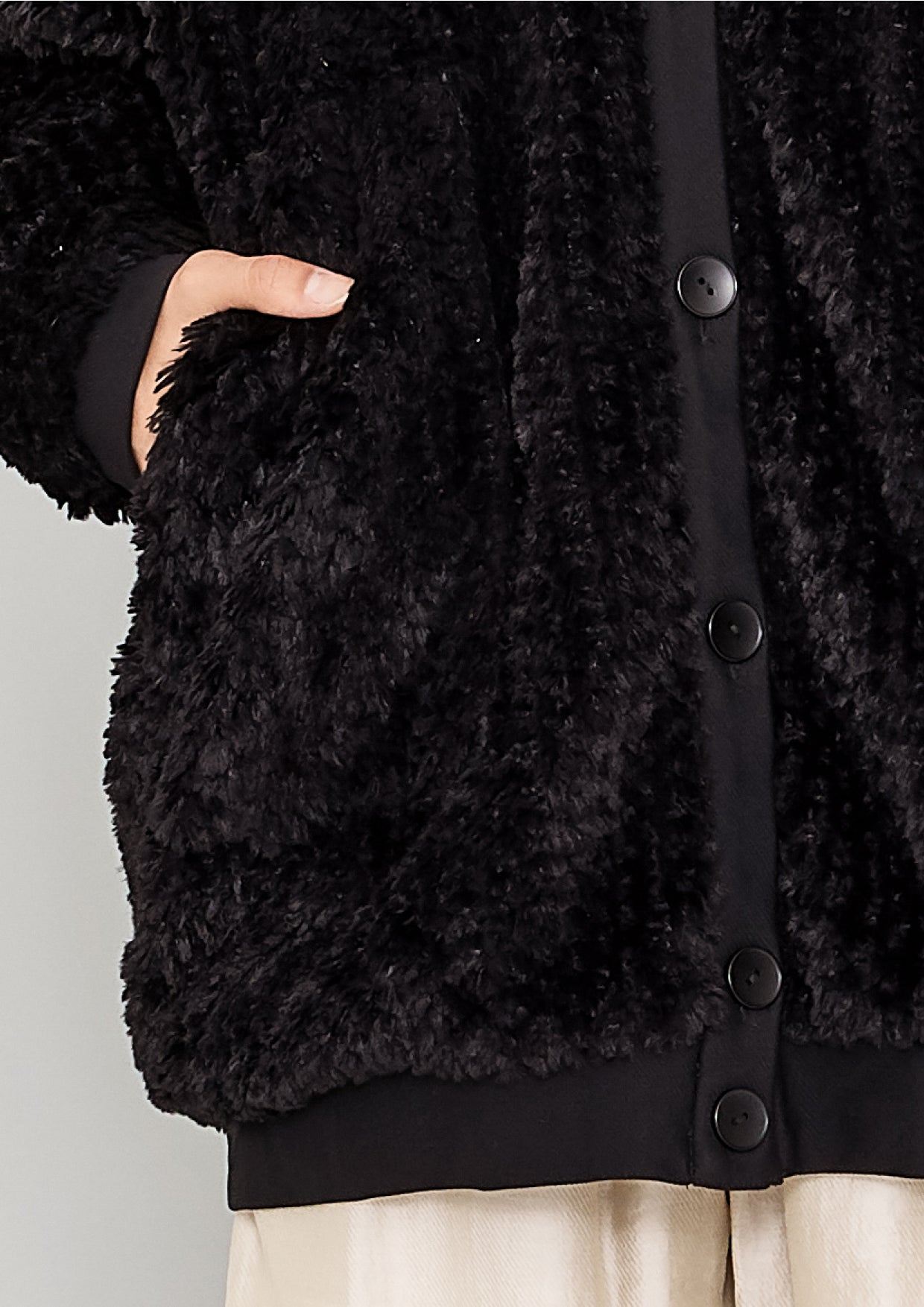 PILOT JACKET - FAUX FUR black - BERENIK