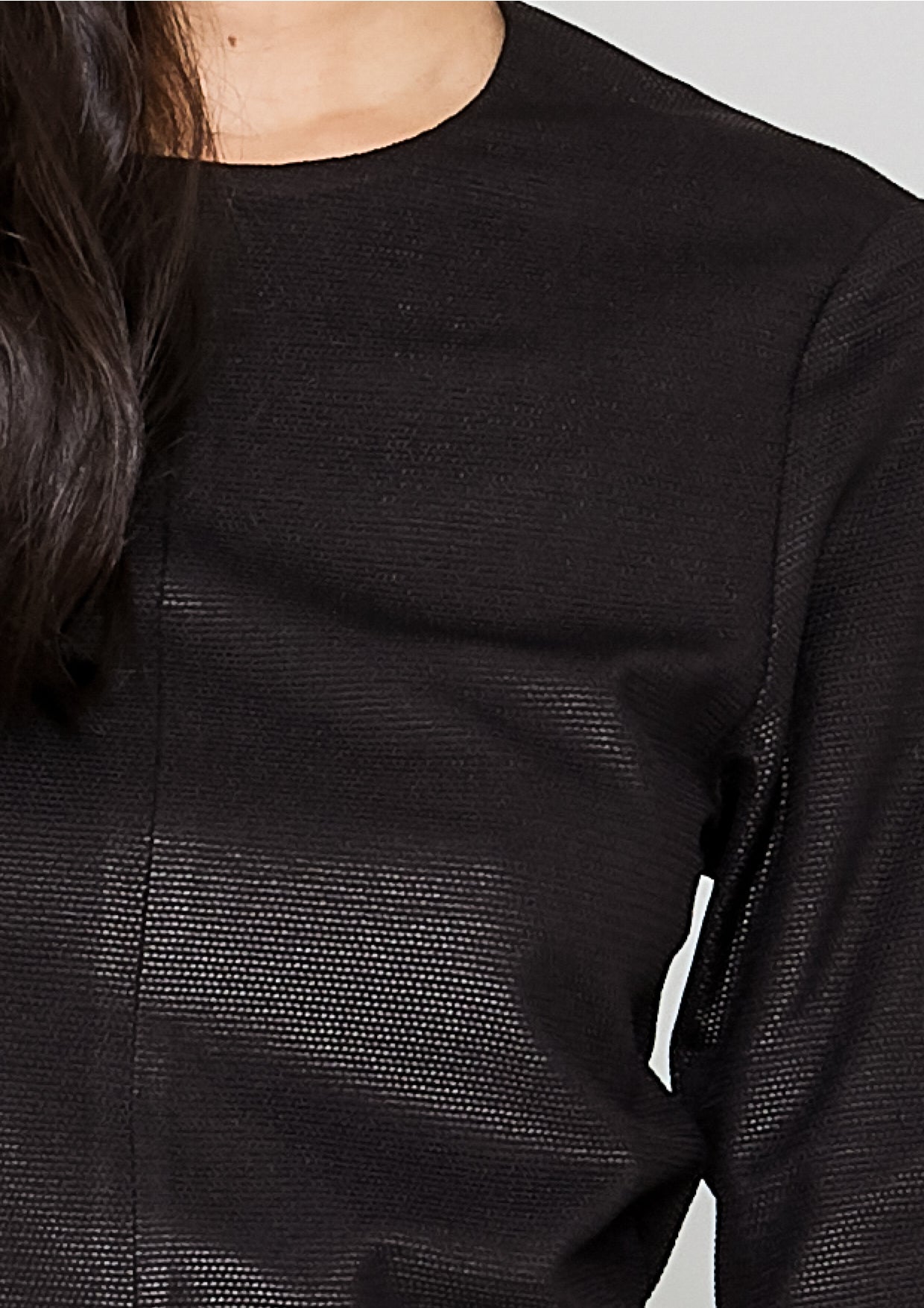 SHIRT SHORT SLEEVES - FANCY TECH LACES STRETCH black - BERENIK