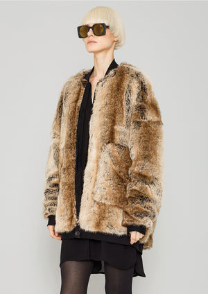 PILOT JACKET - FAUX RACOON black/beige - BERENIK