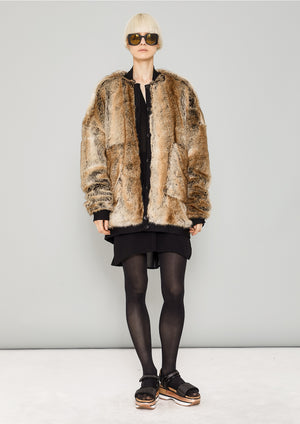 PILOT JACKET - FAUX RACOON black/beige - BERENIK
