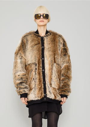 PILOT JACKET - FAUX RACOON black/beige - BERENIK
