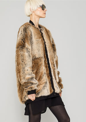 PILOT JACKET - FAUX RACOON black/beige - BERENIK