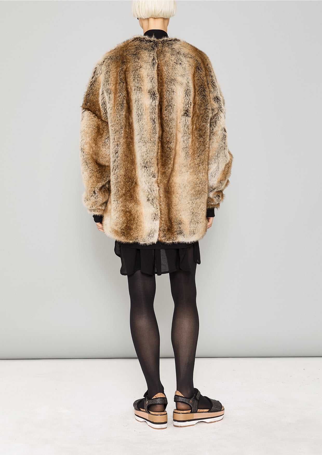 PILOT JACKET - FAUX RACOON black/beige - BERENIK