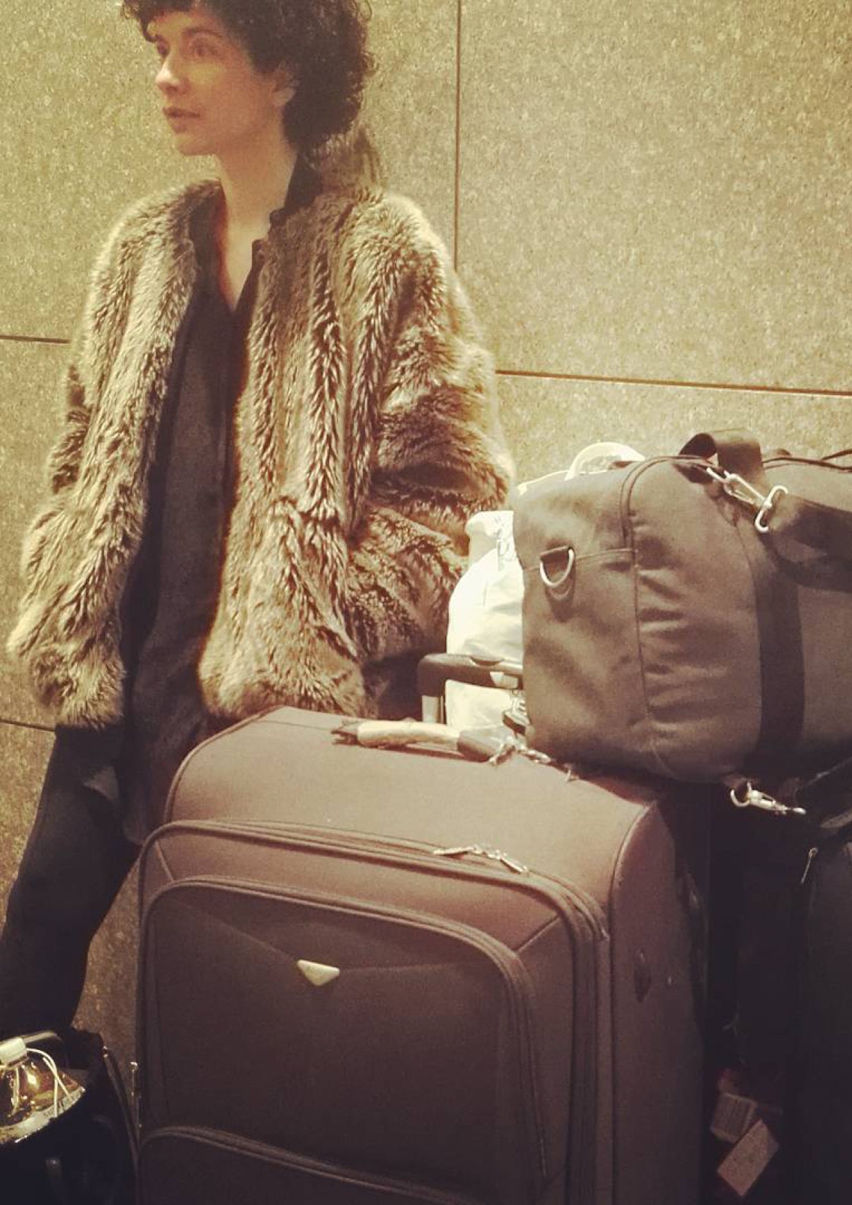 PILOT JACKET - FAUX RACOON black/beige - BERENIK