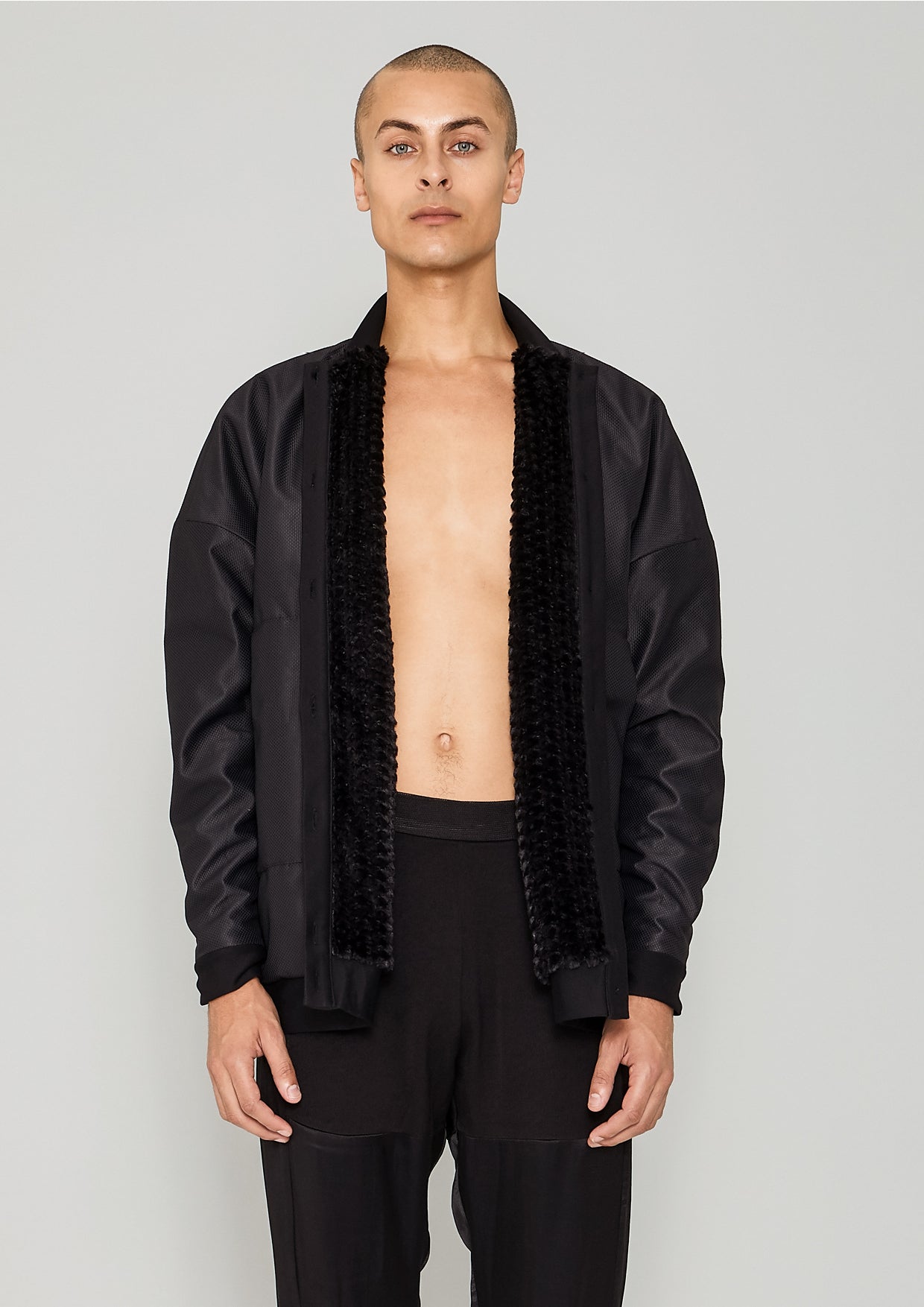 PILOT JACKET - WEATER CLOTH black / FUR LINING black - BERENIK