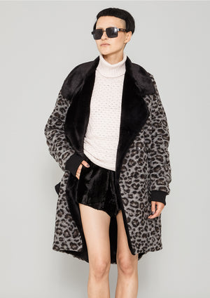 COAT FUR LINING - WOOL COATING animal print - BERENIK