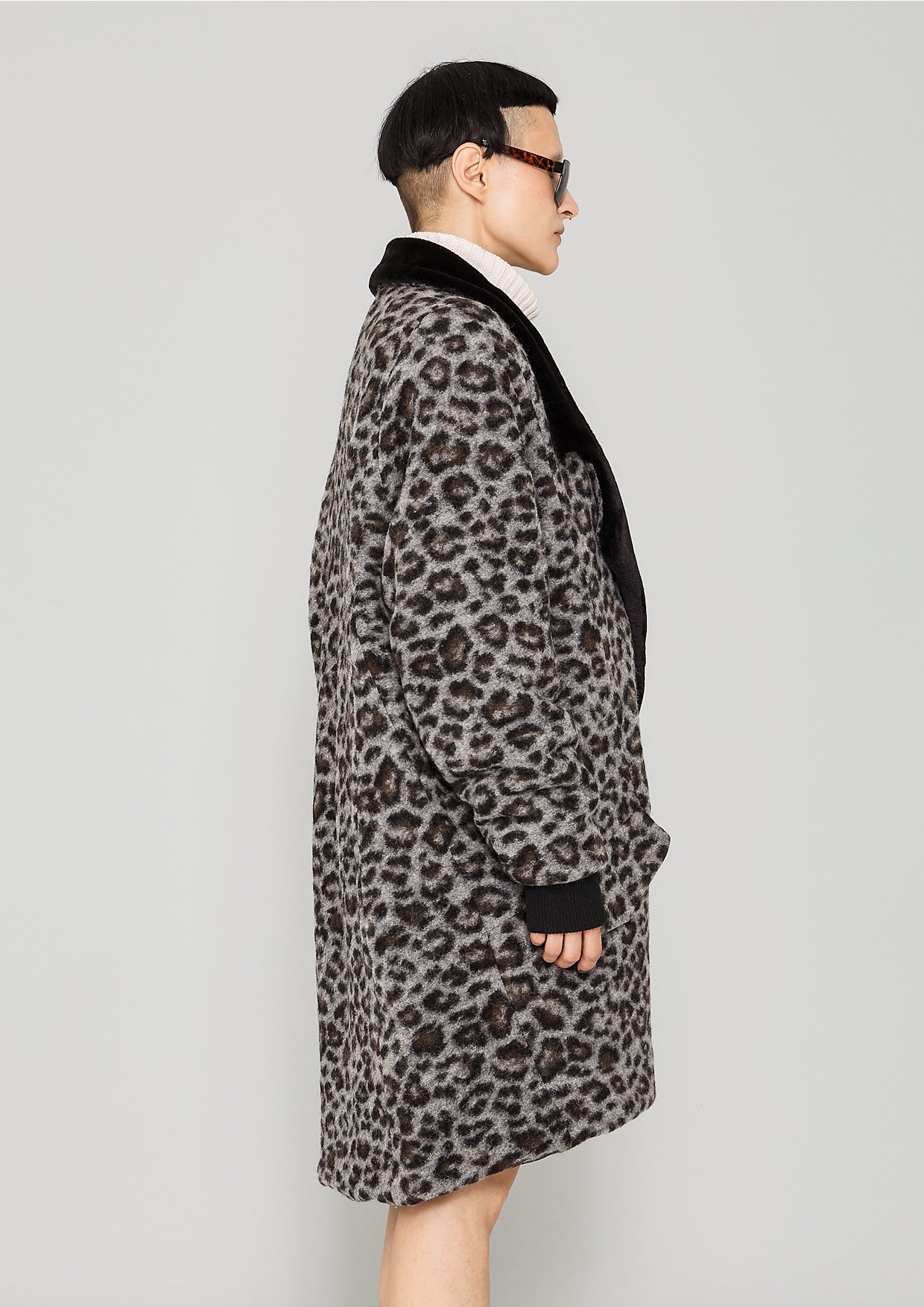 COAT FUR LINING - WOOL COATING animal print - BERENIK