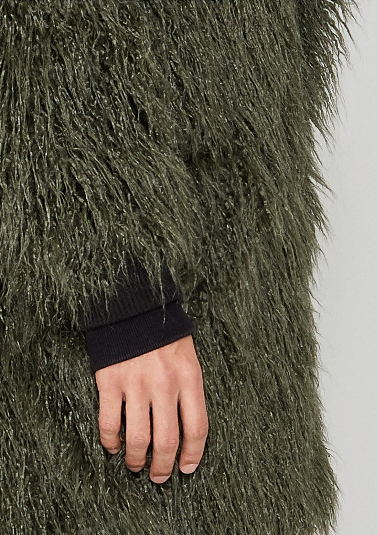 COAT FUR LINING - FAUX FUR SHAGGY dark green - BERENIK