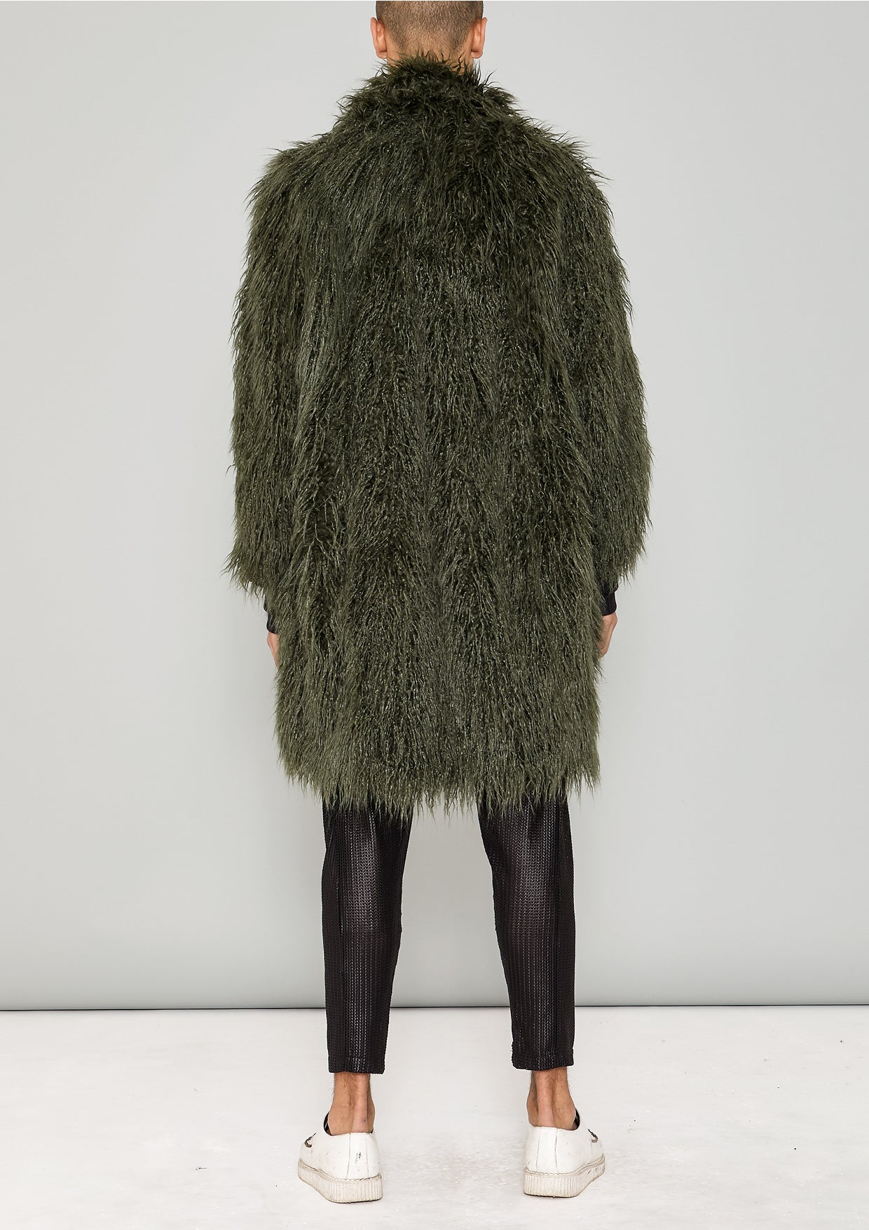 COAT FUR LINING - FAUX FUR SHAGGY dark green - BERENIK
