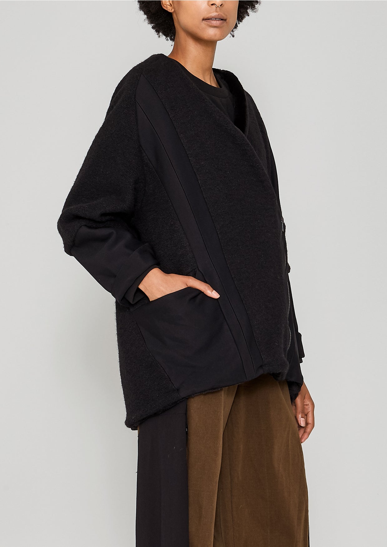 COAT ZIP - WOOL BLEND black - BERENIK