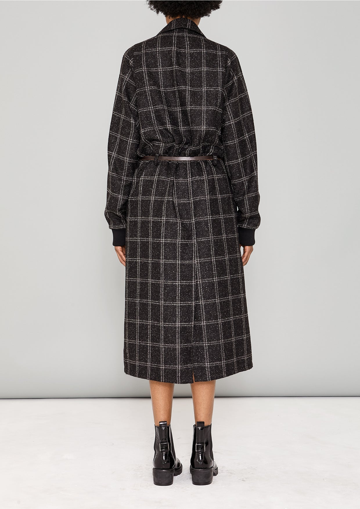 COAT LONG - TWEED black/white - BERENIK