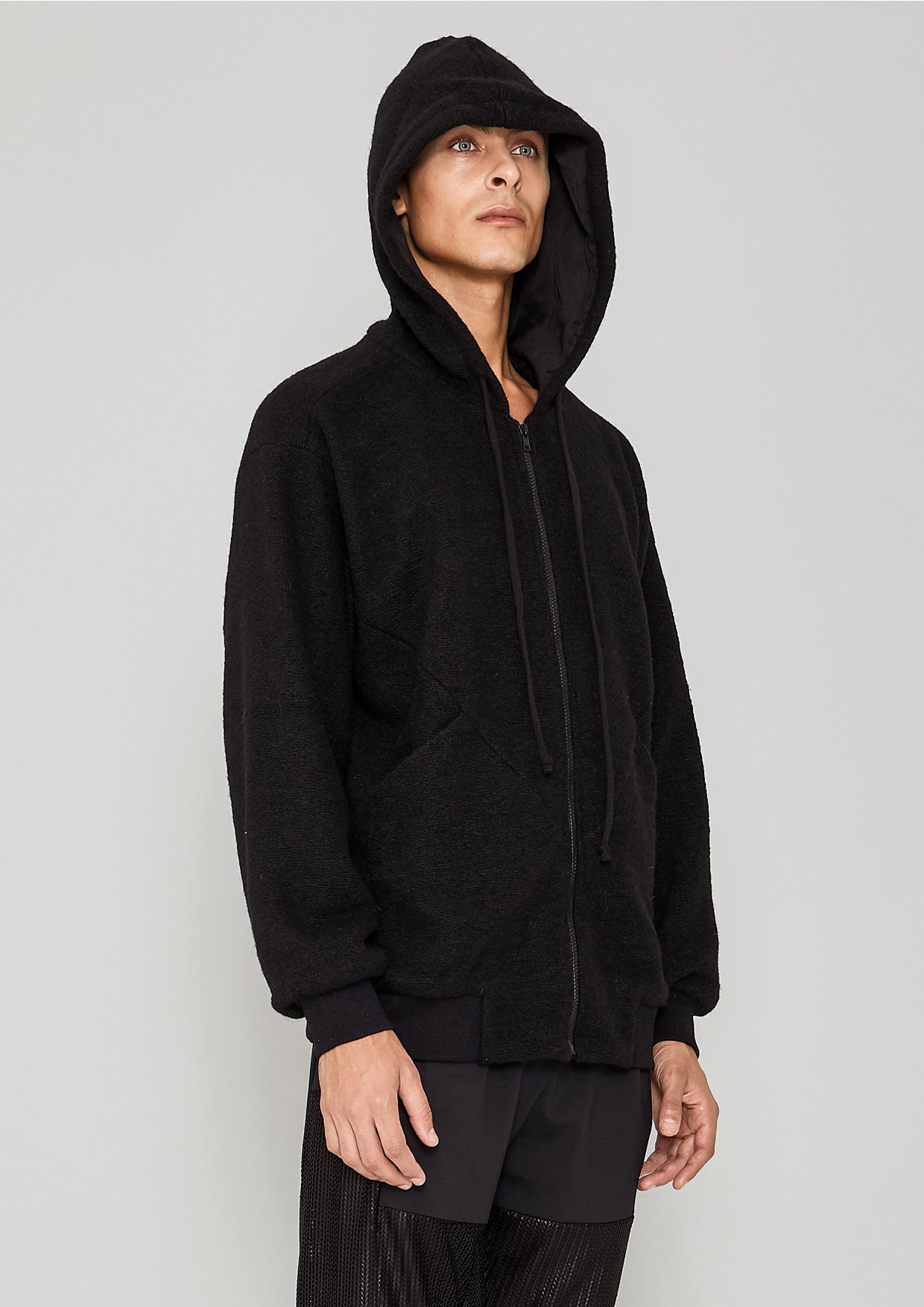 HOODIE - WOOL BLEND black - BERENIK