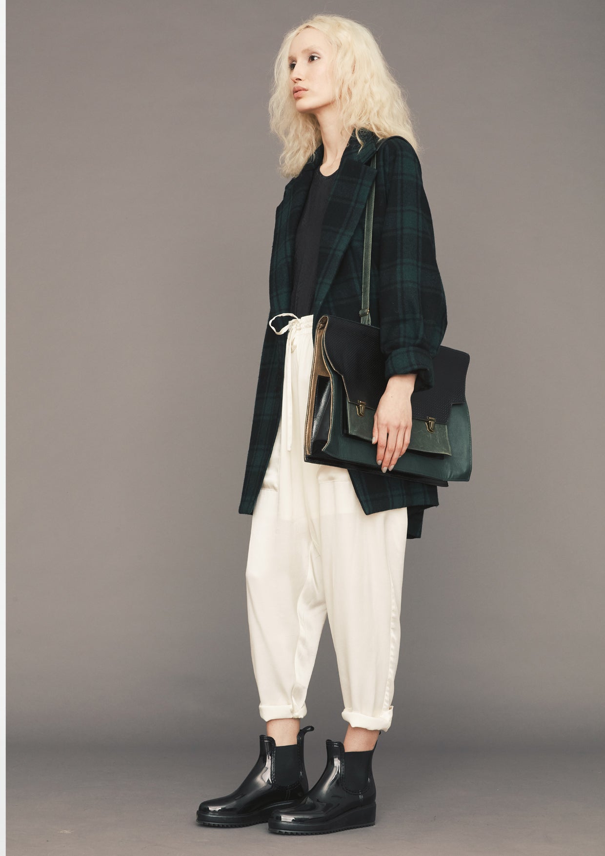 PANTS LOOSE ELASTIC - SILKY RAYON SATIN white - BERENIK