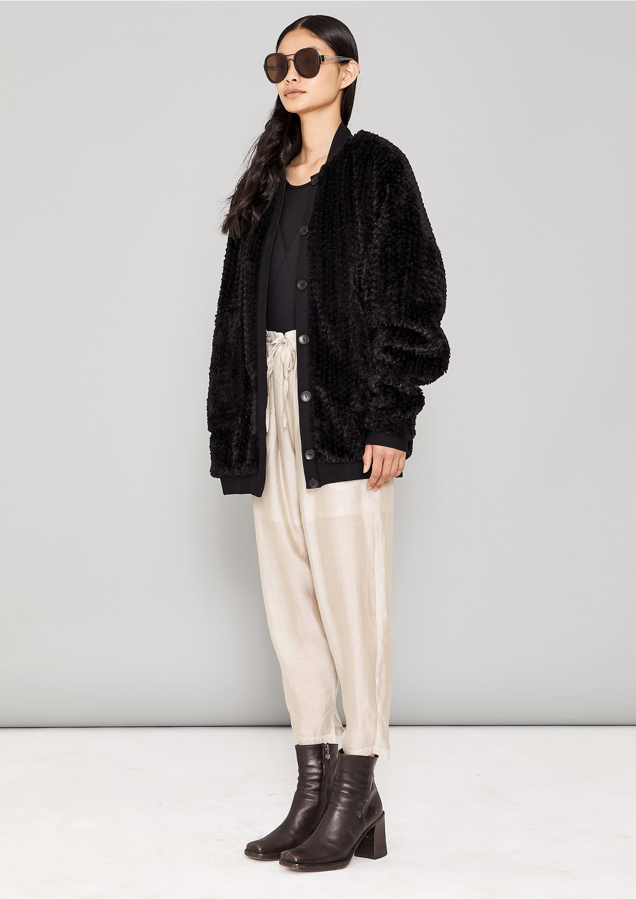 PANTS LOOSE ELASTIC - SILKY TENCEL LIGHT creme - BERENIK