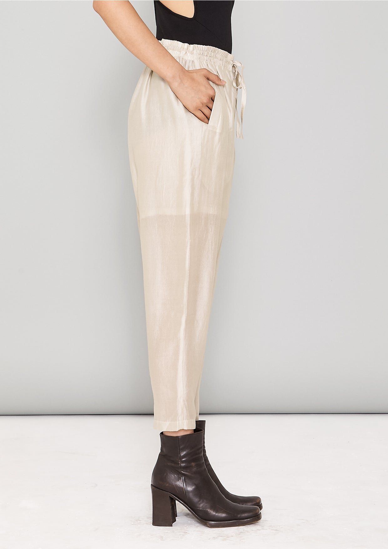 PANTS LOOSE ELASTIC - SILKY TENCEL LIGHT creme - BERENIK
