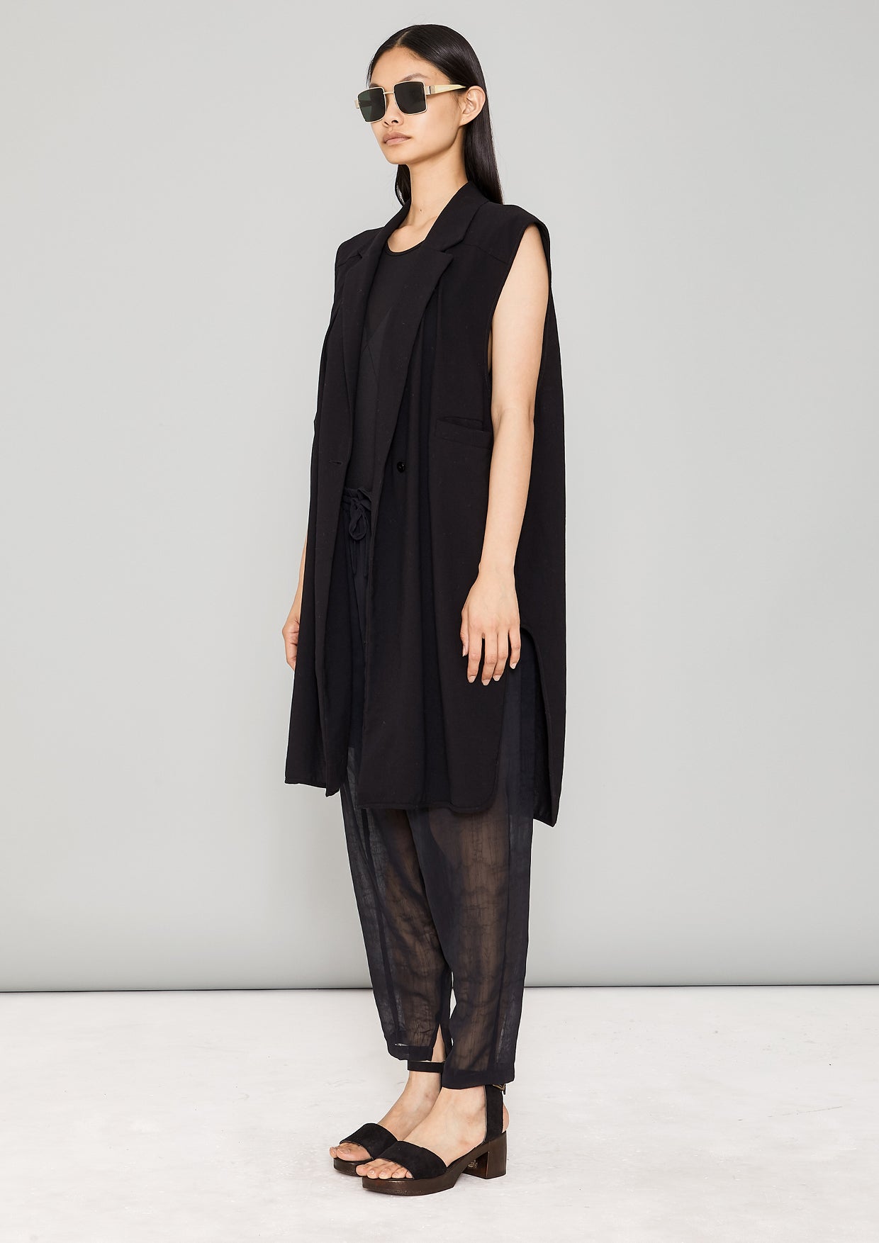 PANTS LOOSE ELASTIC- CHAIN SMOKE GEORGETTE black - BERENIK