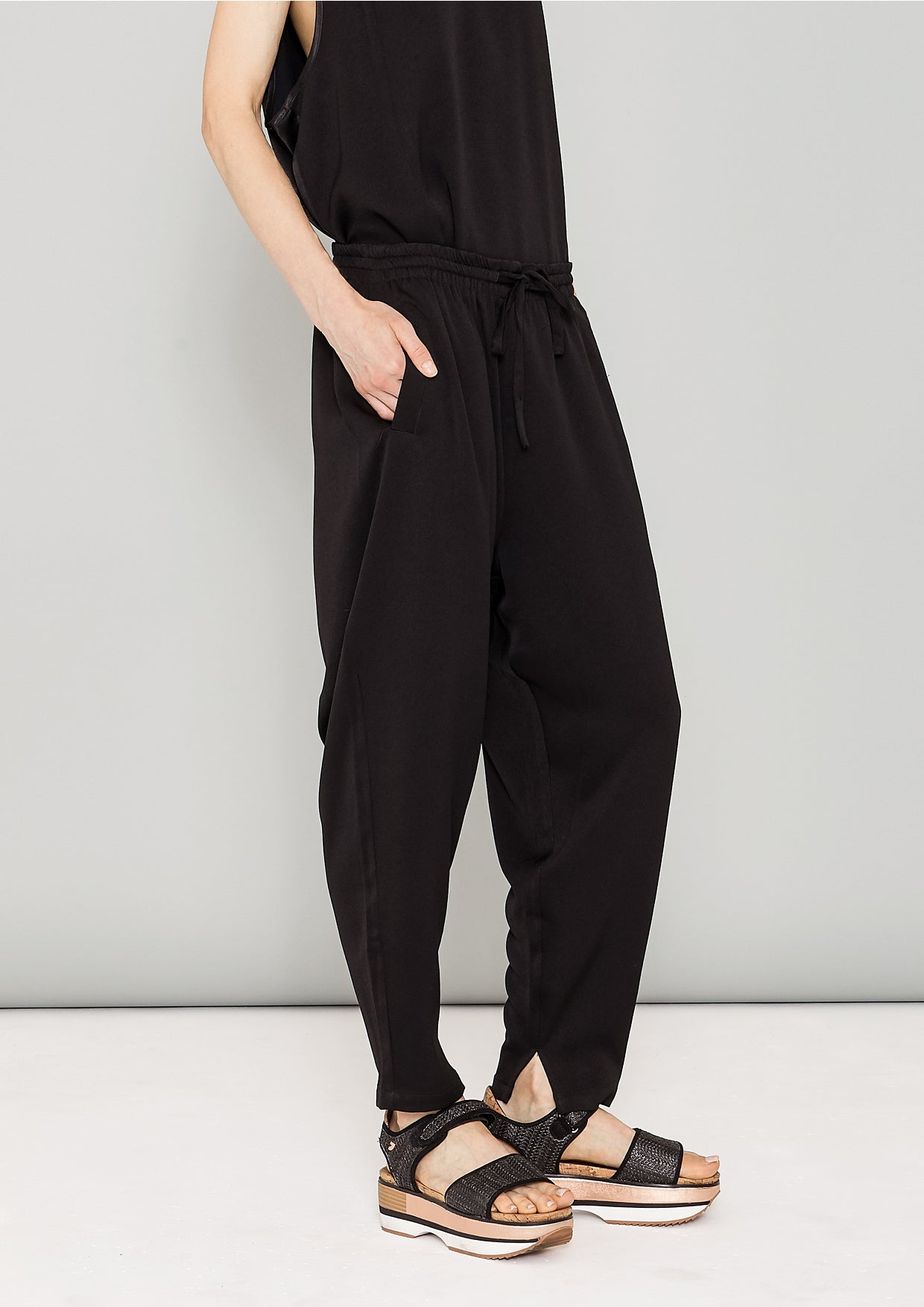 PANTS LOOSE ELASTIC - HEAVY DRAPING black - BERENIK