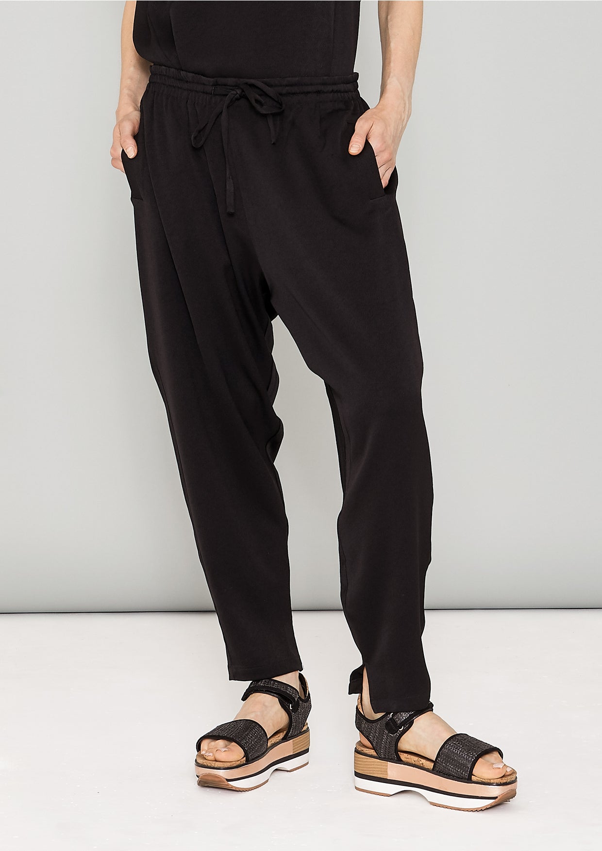 PANTS LOOSE ELASTIC - HEAVY DRAPING black - BERENIK