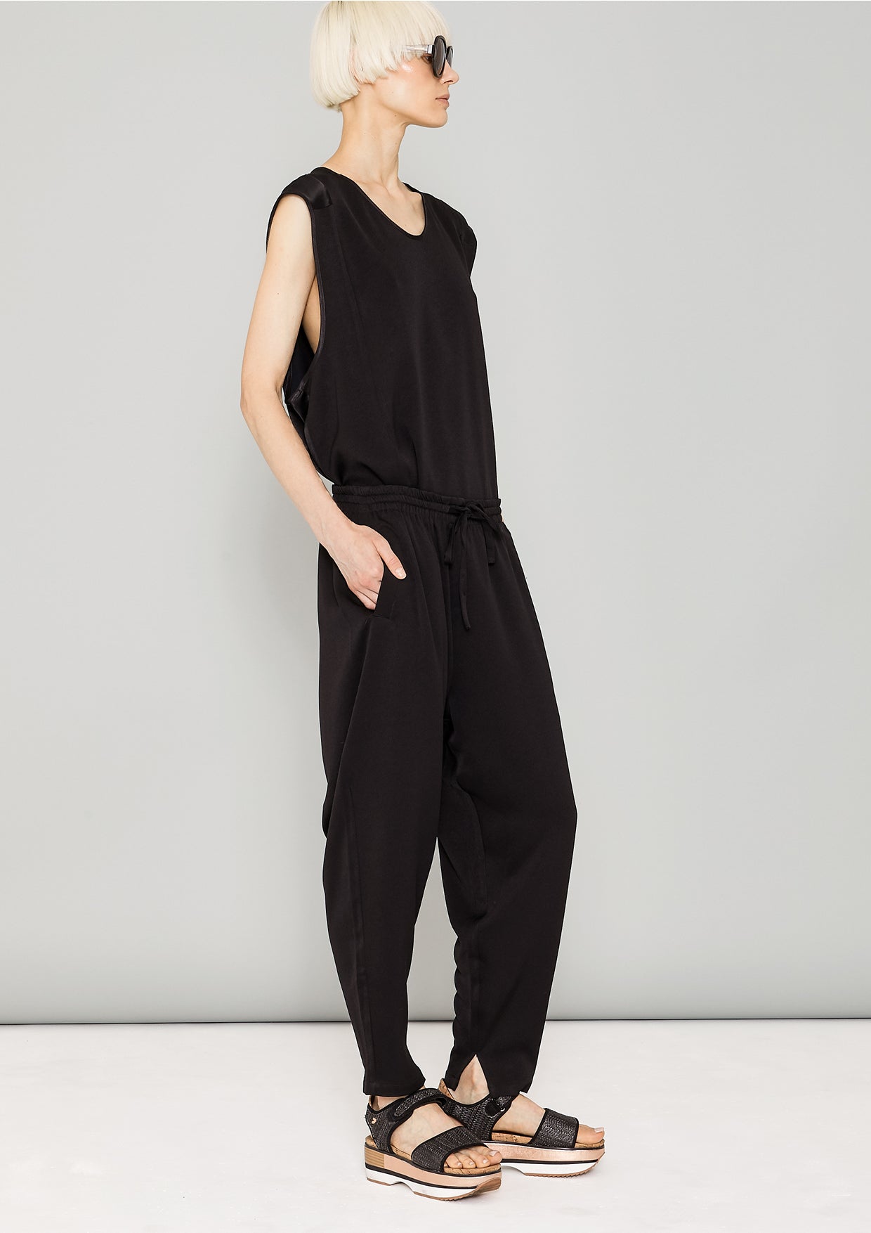 PANTS LOOSE ELASTIC - HEAVY DRAPING black - BERENIK
