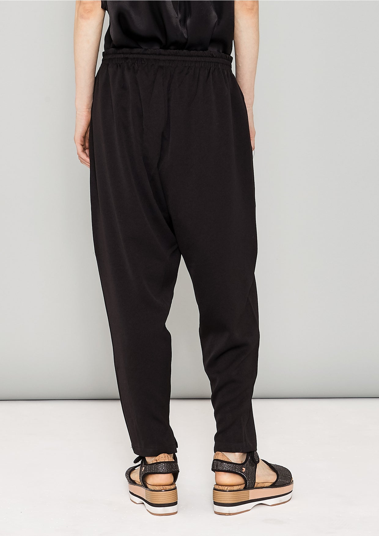 PANTS LOOSE ELASTIC - HEAVY DRAPING black - BERENIK