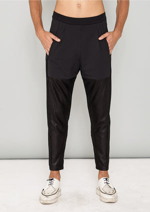 PANTS PATCHWORK - TRIACETATE TECH KNIT black - BERENIK