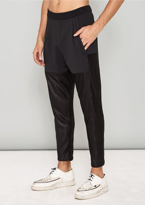 PANTS PATCHWORK - TRIACETATE TECH KNIT black - BERENIK