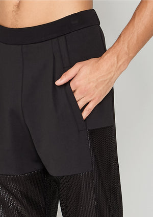 PANTS PATCHWORK - TRIACETATE TECH KNIT black - BERENIK