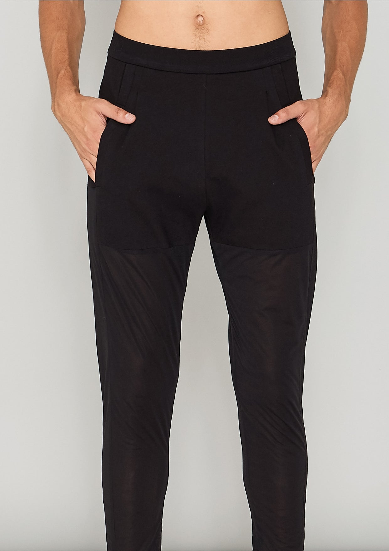 PANTS PATCHWORK - COTTON JERSEY black transparent/opaque - BERENIK
