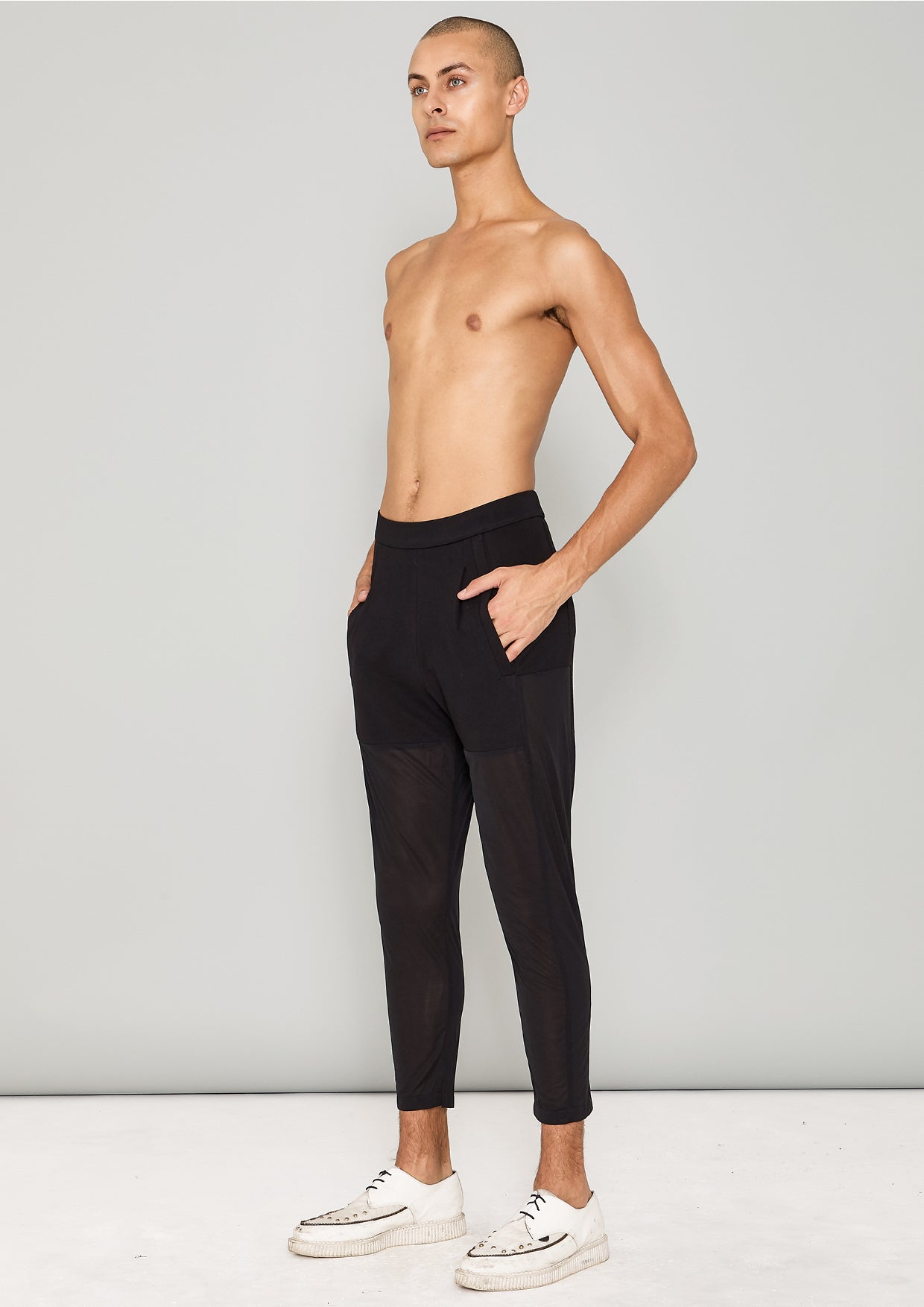 PANTS PATCHWORK - COTTON JERSEY black transparent/opaque - BERENIK