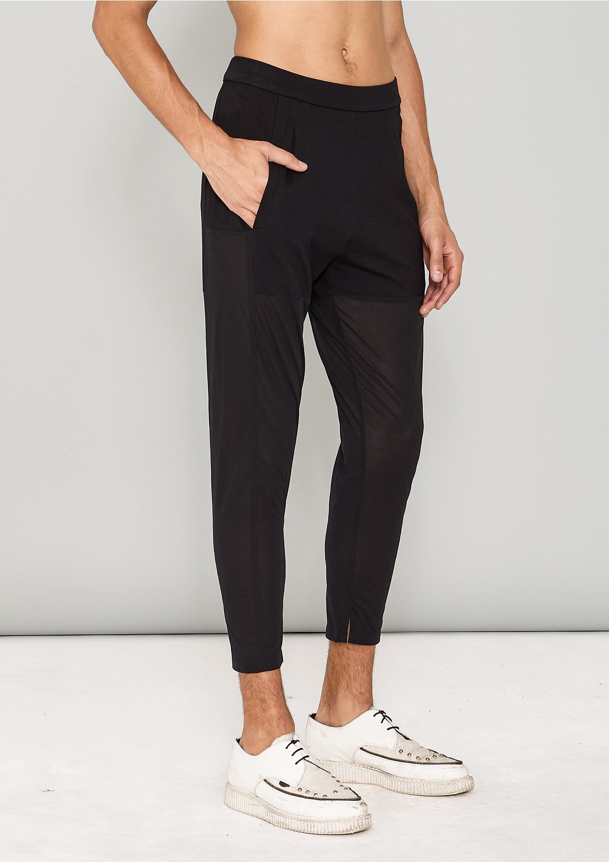 PANTS PATCHWORK - COTTON JERSEY black transparent/opaque - BERENIK