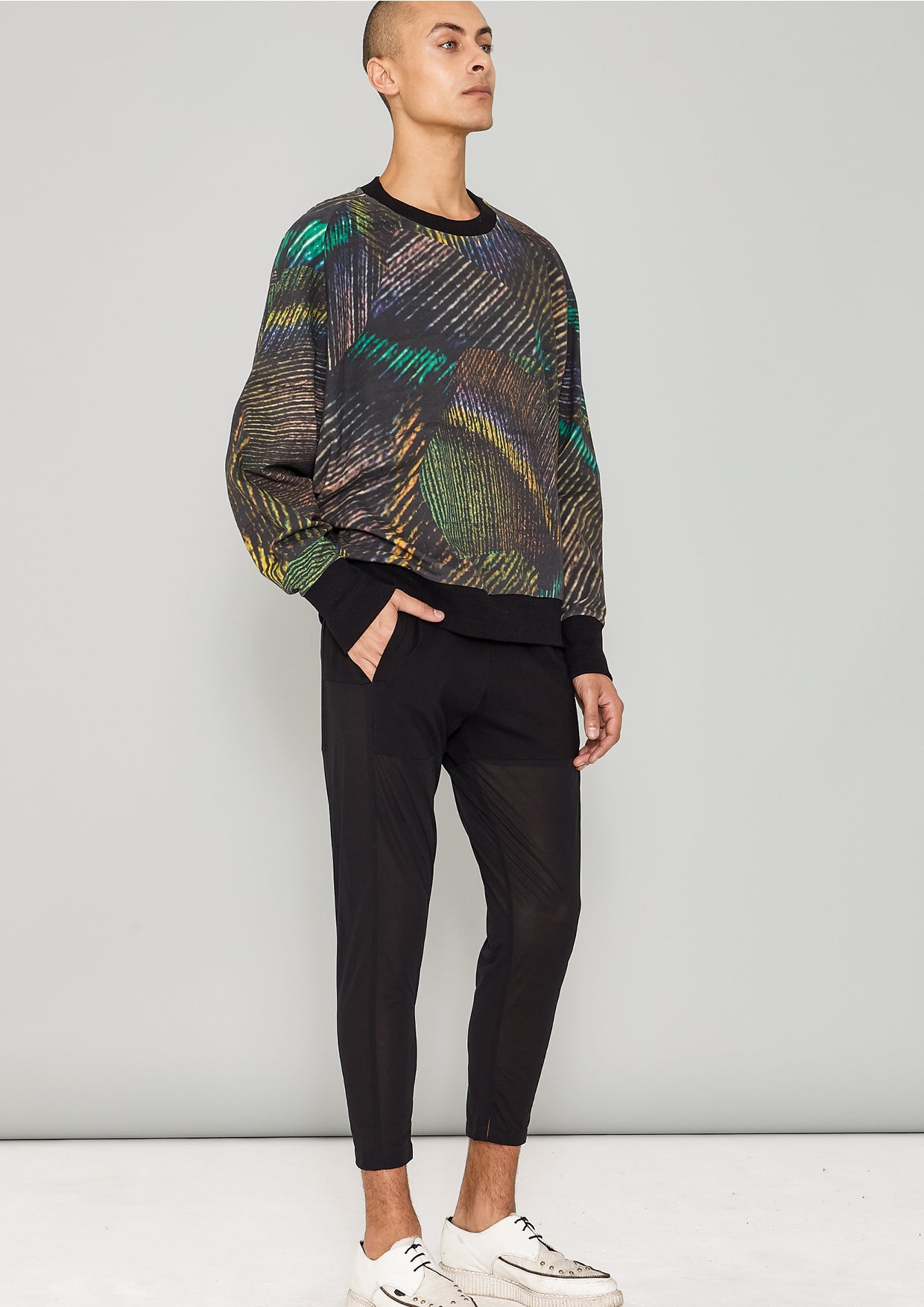 PANTS PATCHWORK - COTTON JERSEY black transparent/opaque - BERENIK