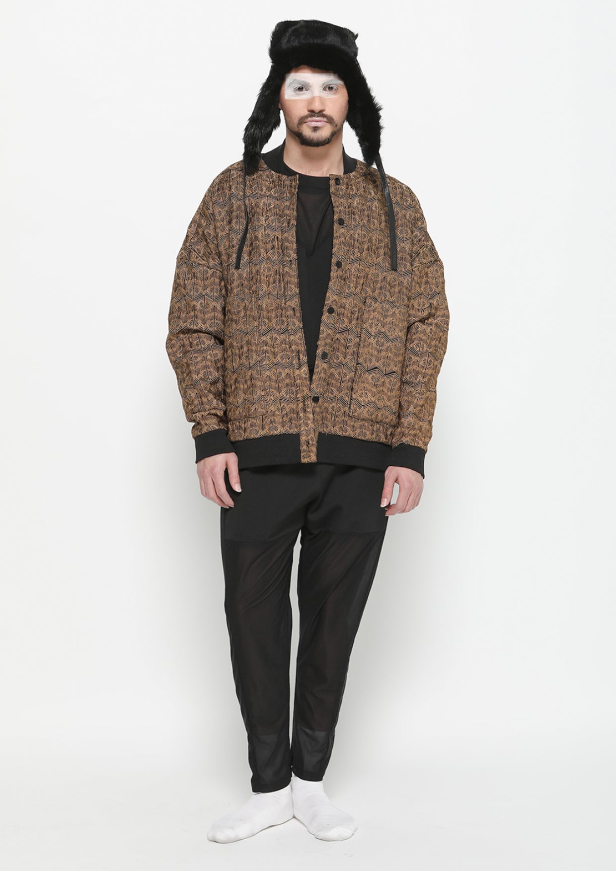 PANTS PATCHWORK - COTTON JERSEY black transparent/opaque - BERENIK