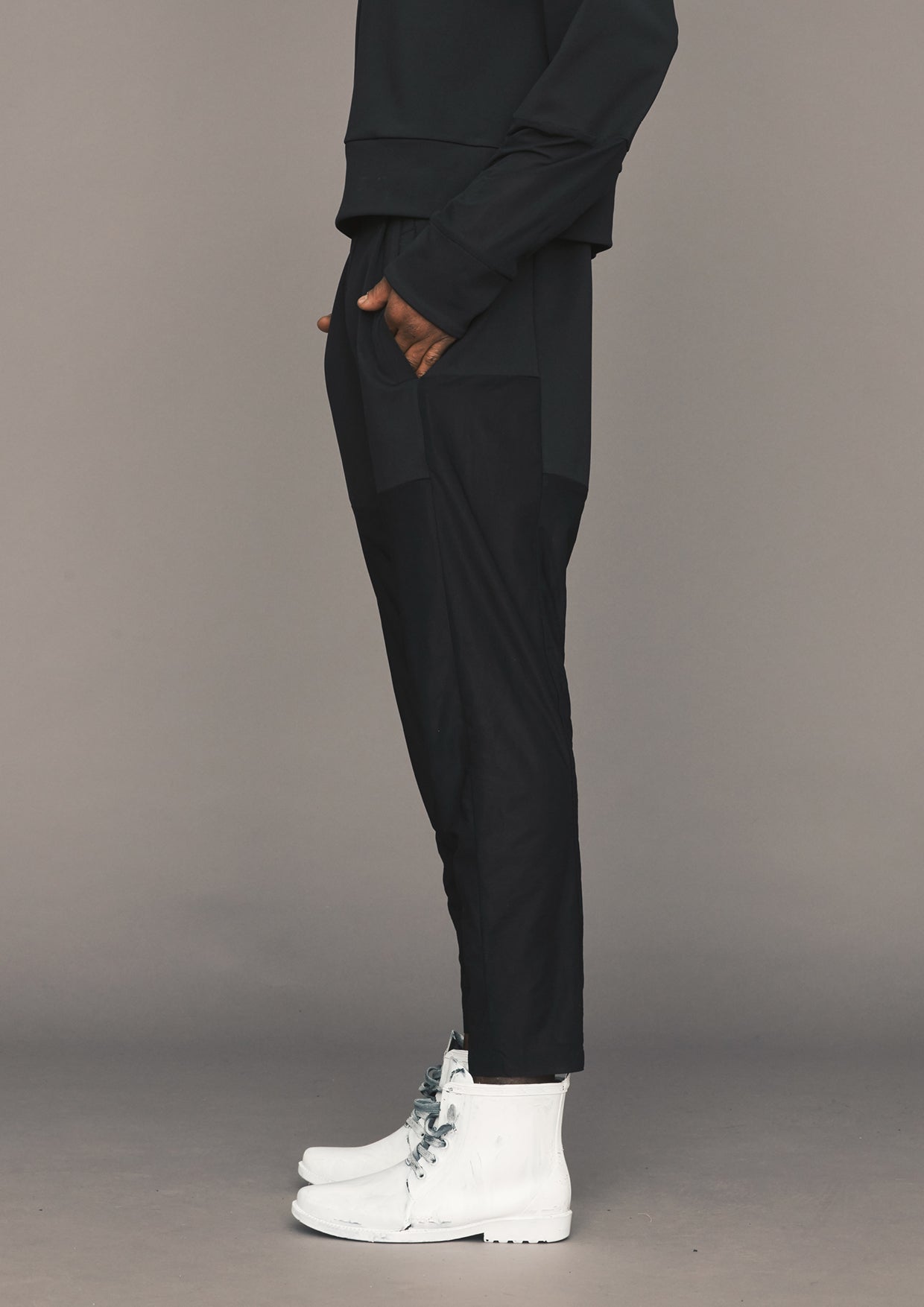 PANTS PATCHWORK - COTTON JERSEY black transparent/opaque - BERENIK