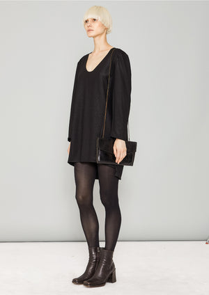 SWEATER/DRESS SIDE ZIP - FANCY TECH LACES black shiny - BERENIK
