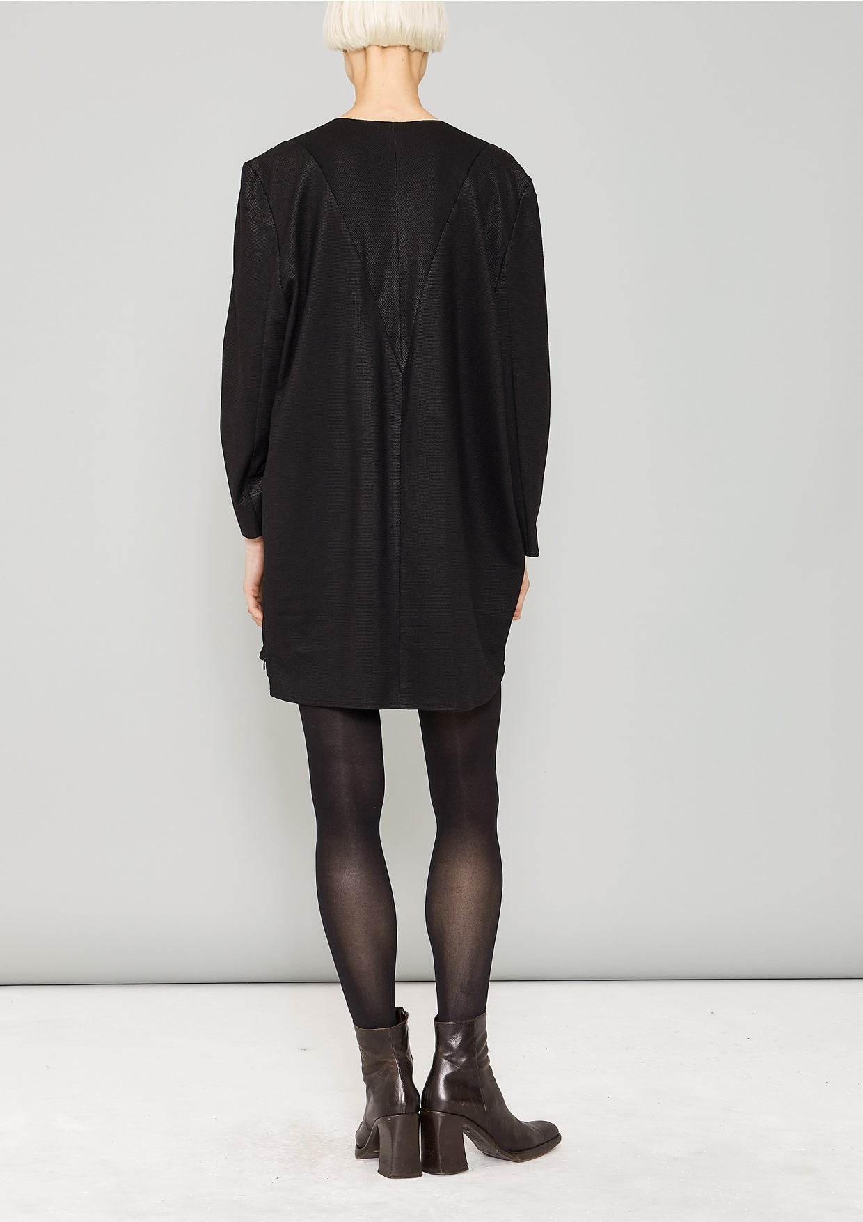 SWEATER/DRESS SIDE ZIP - FANCY TECH LACES black shiny - BERENIK