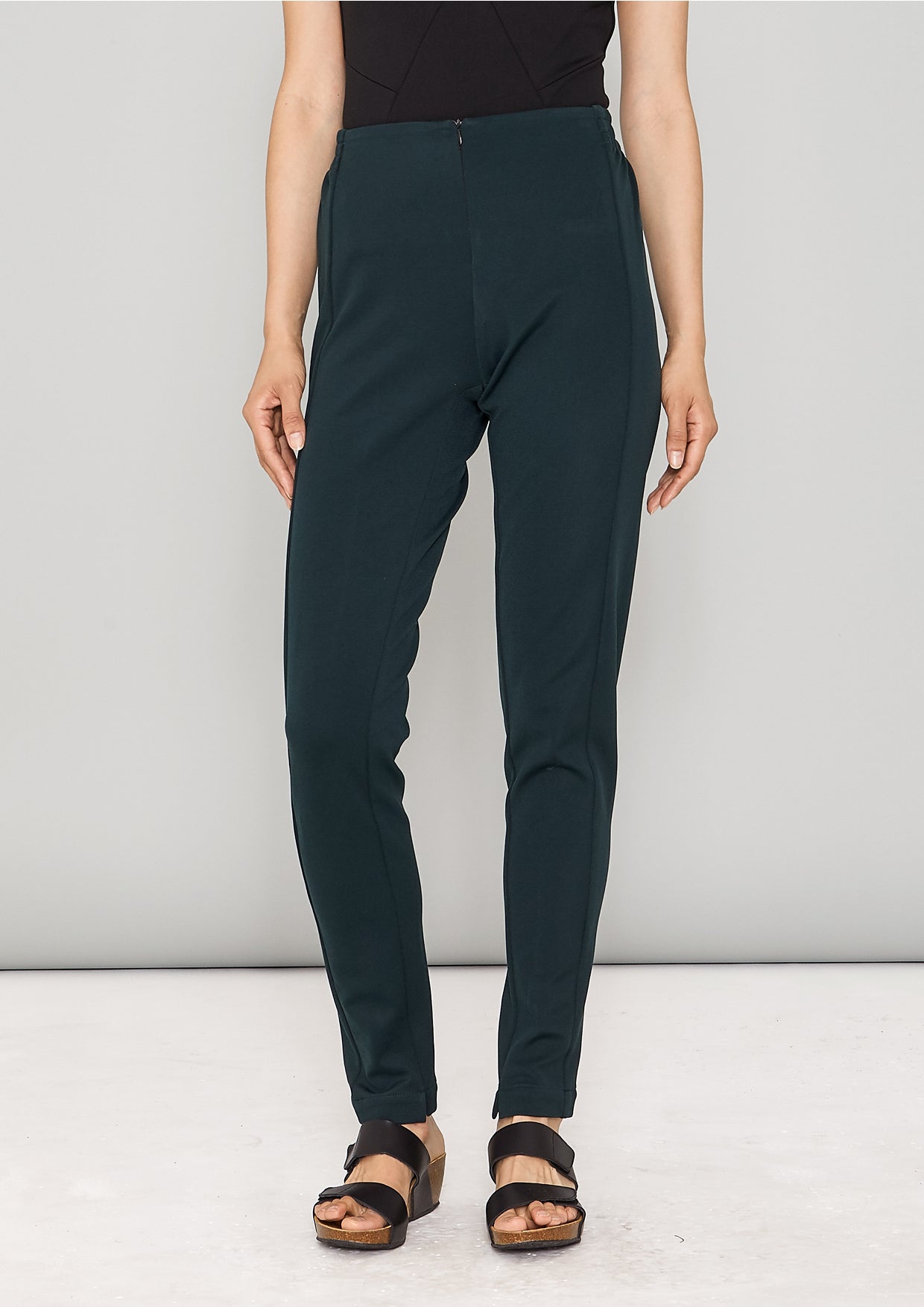 PANTS HIGH WAIST SKINNY - HEAVY STRETCH dark green - BERENIK