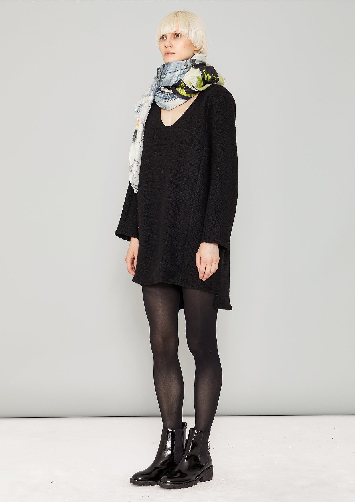 SWEATER/DRESS SIDE ZIP - WOOL BLEND black - BERENIK