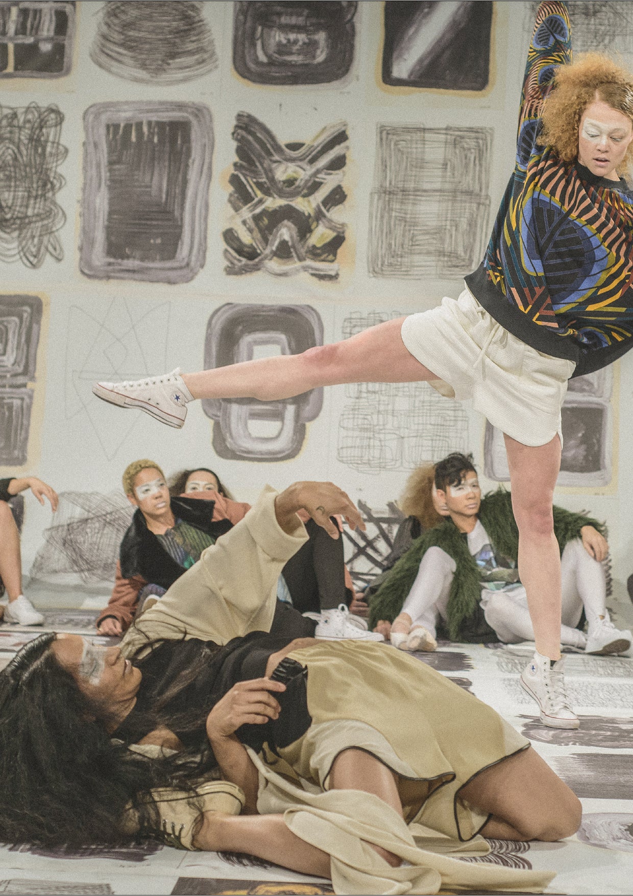 SHORTS - PATCHWORK beige/black/white - BERENIK