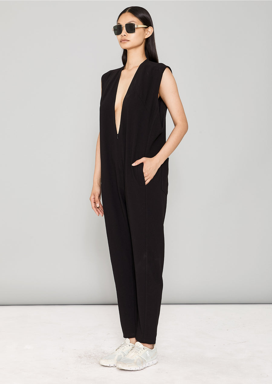 JUMPSUIT SLEEVELESS - HEAVY DRAPING black - BERENIK