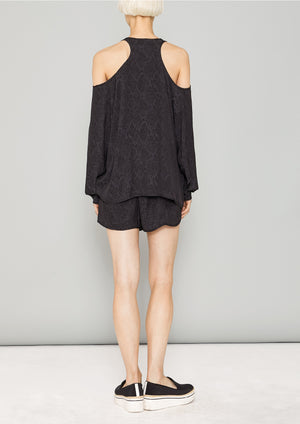 TOP CUT OUT - JACQUARD SATIN black snake - BERENIK