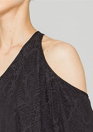 TOP CUT OUT - JACQUARD SATIN black snake - BERENIK