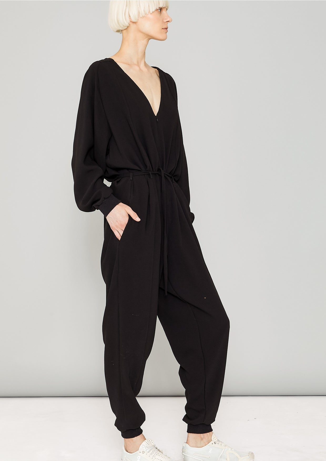 JUMPSUIT LONG OVERSIZED - HEAVY DRAPING black - BERENIK