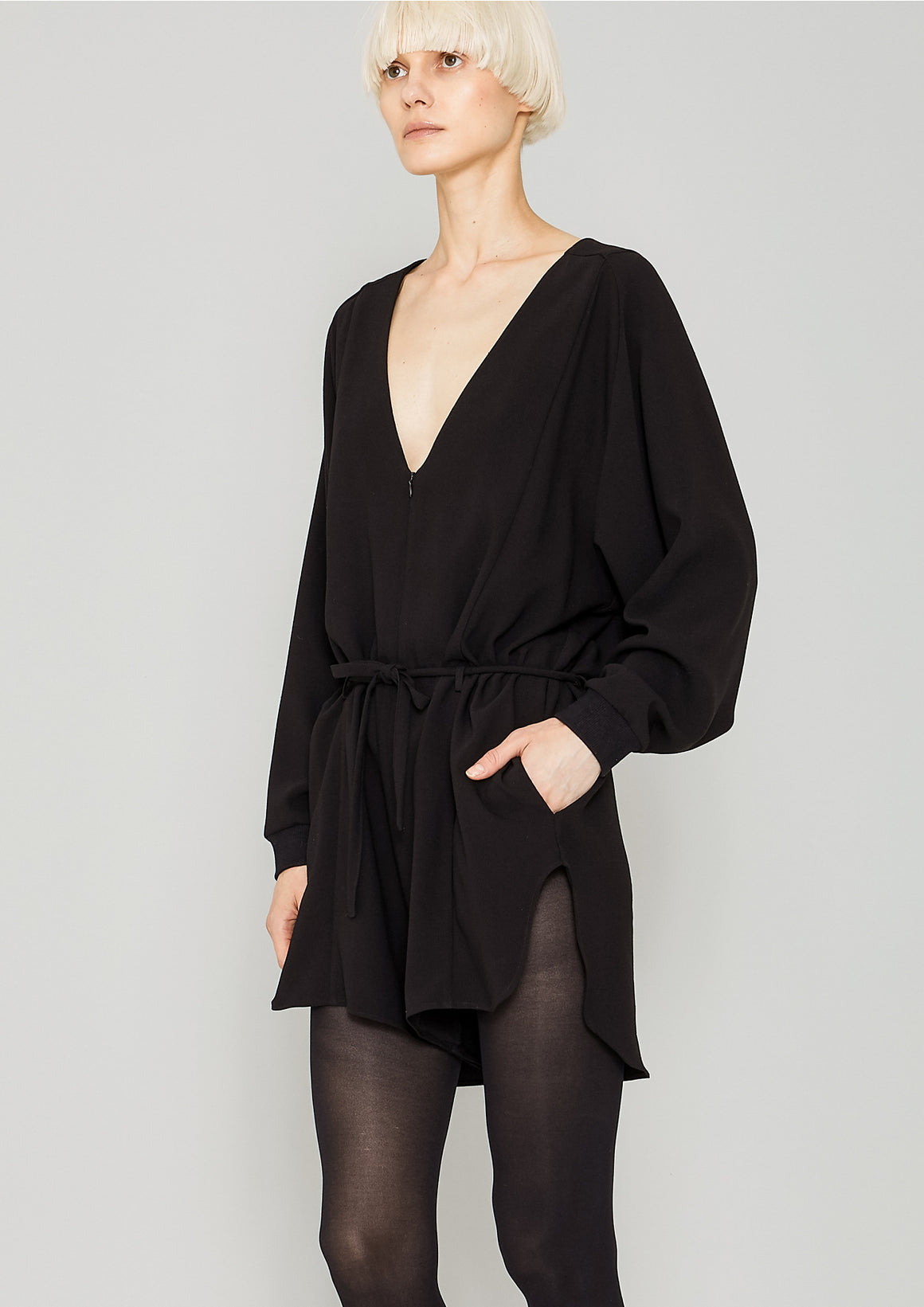 JUMPSUIT SHORT OVERSIZED -  HEAVY DRAPING black - BERENIK