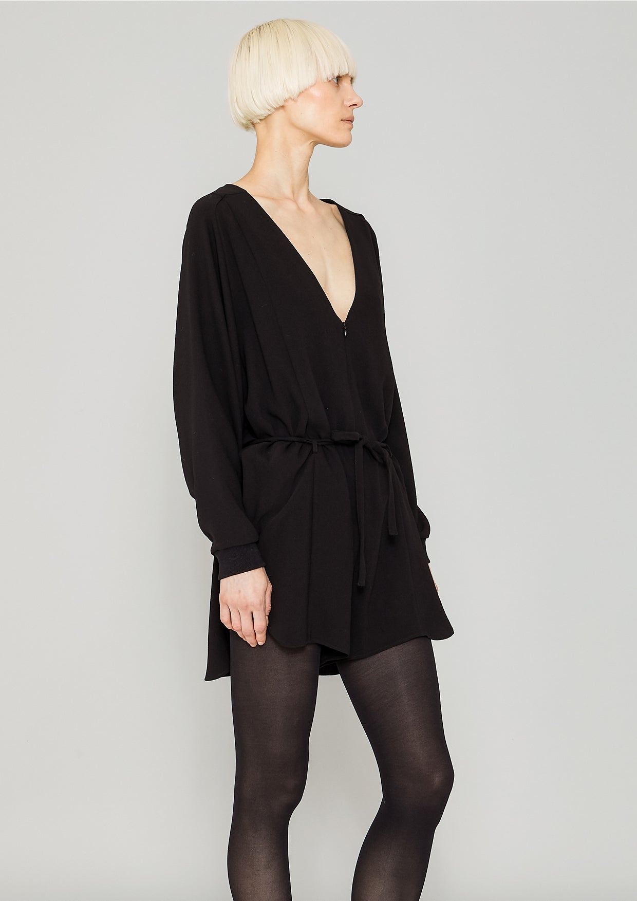 JUMPSUIT SHORT OVERSIZED -  HEAVY DRAPING black - BERENIK