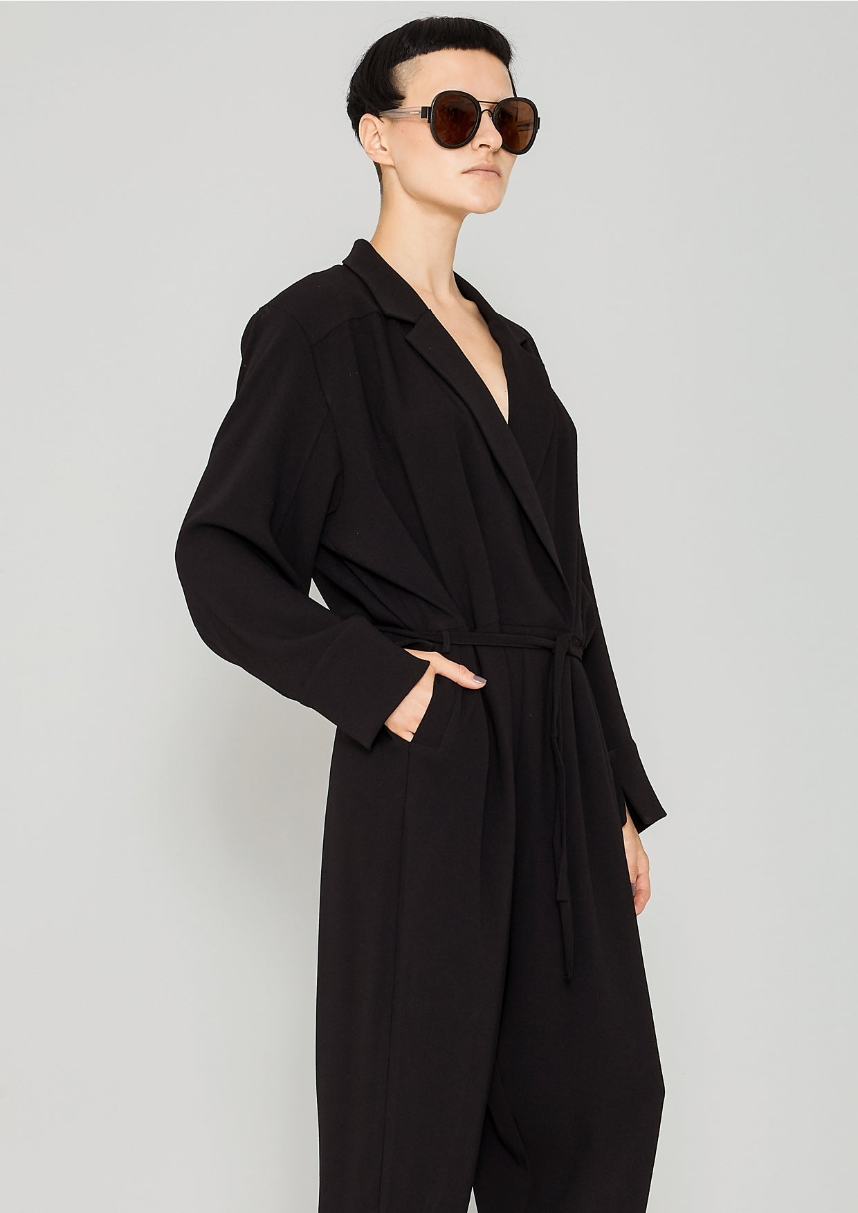 JUMPSUIT REVERS LONG - HEAVY DRAPING black - BERENIK