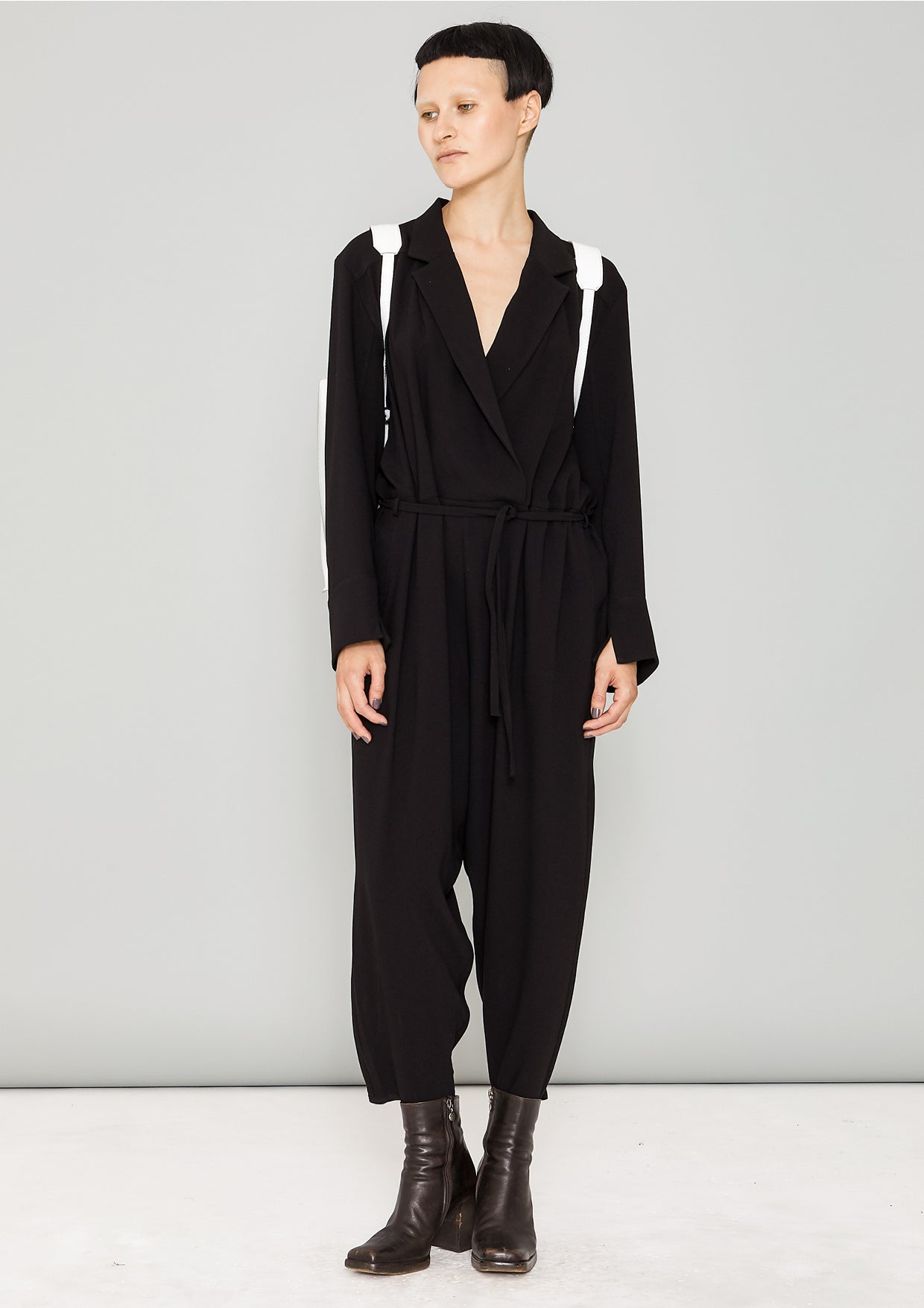 JUMPSUIT REVERS LONG - HEAVY DRAPING black - BERENIK