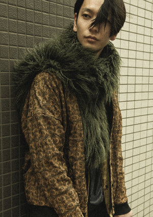 SCARF - FAUX FUR SHAGGY dark green - BERENIK