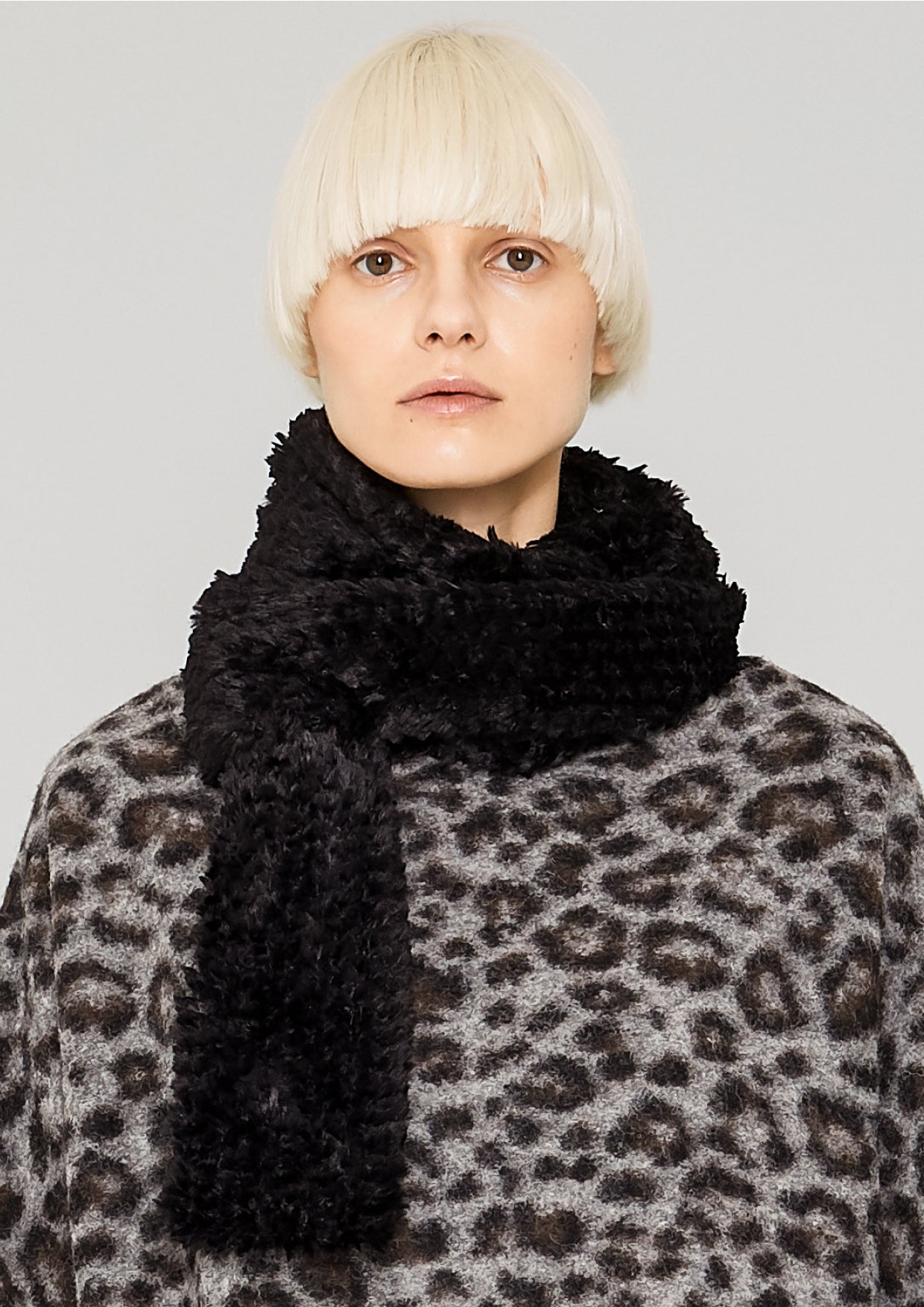 SCARF - FAUX RHOMB FUR black - BERENIK