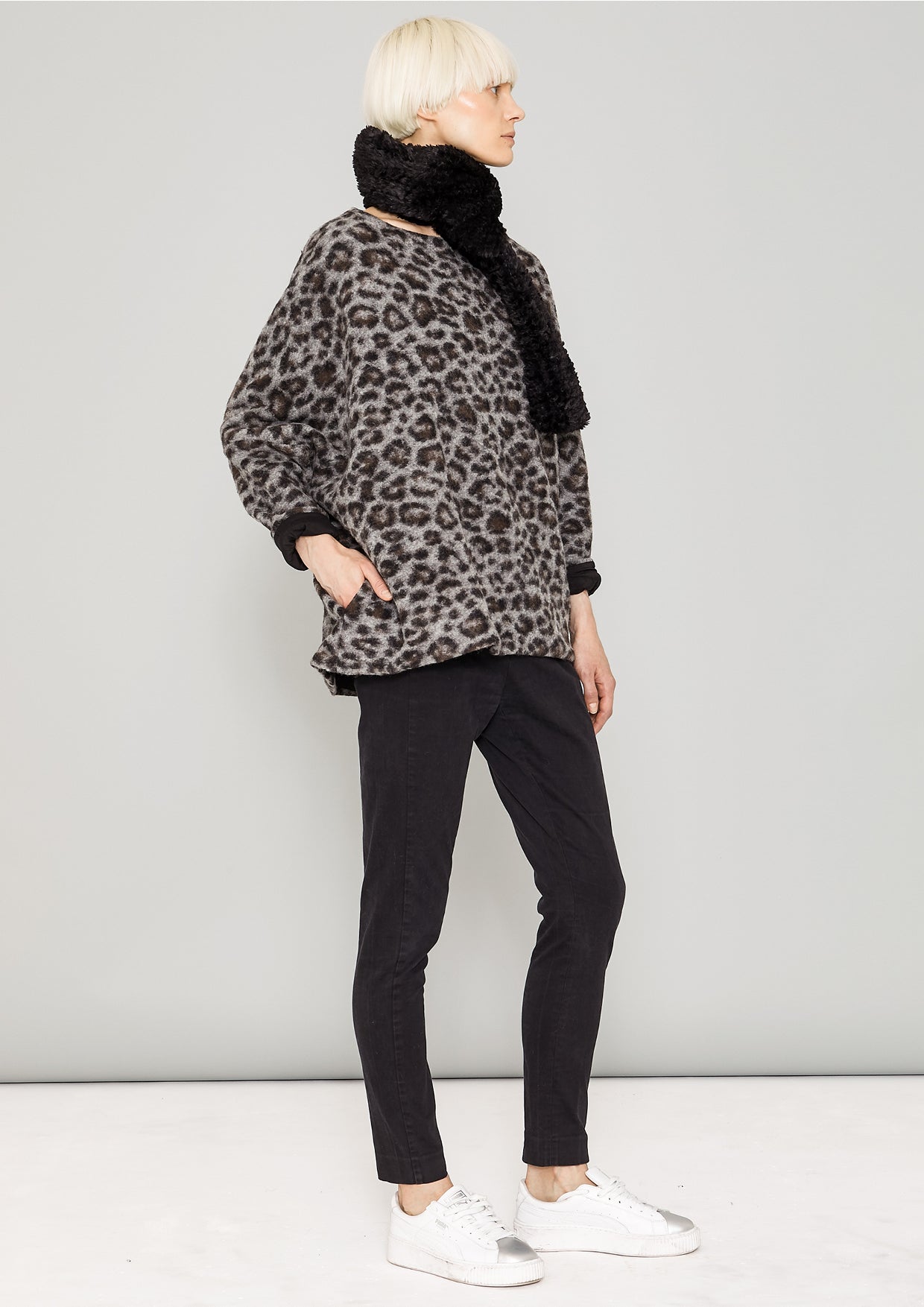 SCARF - FAUX RHOMB FUR black - BERENIK